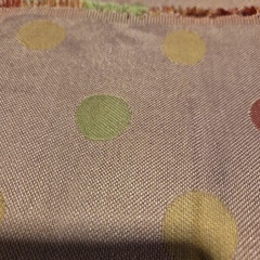 Pink Jacquard Fabric with Red Yellow and Green Polka Dots Upholstery Weight 2 Yd