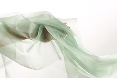 Green Crystal Organza Fabric by the Yard, Sheer Organza for Dresses and Decor