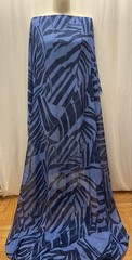 100% Luxurious Silk French Georgette Blue Abstract/Palm Fabric By The Yard 56″W