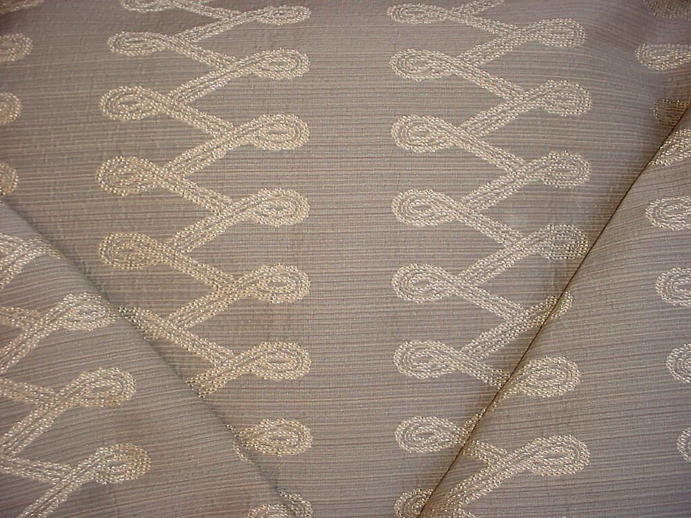 13-7/8 Mulberry FD590 Tunic Stripe Metallic Embroidered Scroll Upholstery Fabric