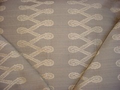 13-7/8 Mulberry FD590 Tunic Stripe Metallic Embroidered Scroll Upholstery Fabric