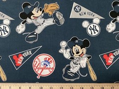 MLB 2018 NEW YORK YANKEES NYY MICKEY MOUSE, 1/4 yard (9”x44”) 100% Cotton Fabric
