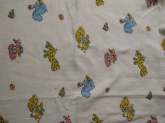 Vintage Animals Pink Blue Yellow Cotton Knit Tube Fabric 18″x36″/72″