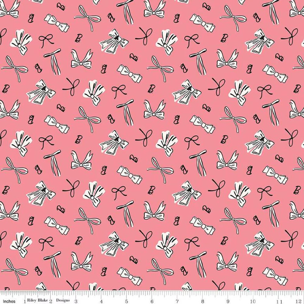 Barbie Vintage Bows Pink Cotton Fabric