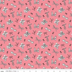 Barbie Vintage Bows Pink Cotton Fabric
