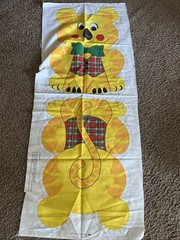 Spring Mills Inc. Christmas Teddy Bear Fabric Panel Vintage Material Cut & Sew