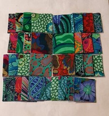 2.5 inch Mini Charm Packs- 40 Green 2.5″ Squares, Kaffe Fassett Mini Charm