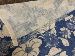 5th Avenue Designs Screen Printed Linen – 4.67” Yards By 44” Wide – Blue Floral