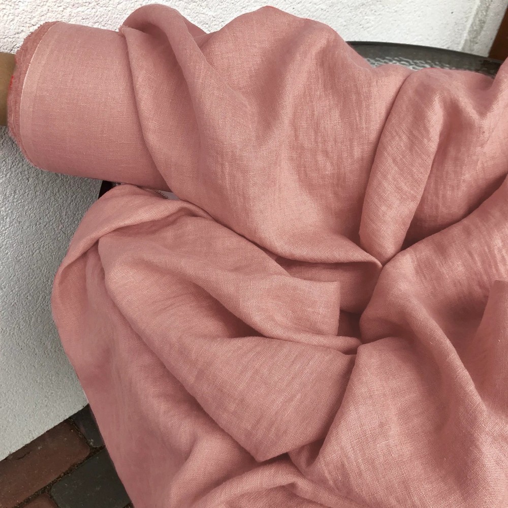 Salmon Blush Linen Fabric By The Yard Natural Soft Sewing Material Clothing DIY