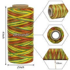 LEREATI 0.8mm Waxed Thread for Leather Sewing, 284 Yards, x 260m, Black
