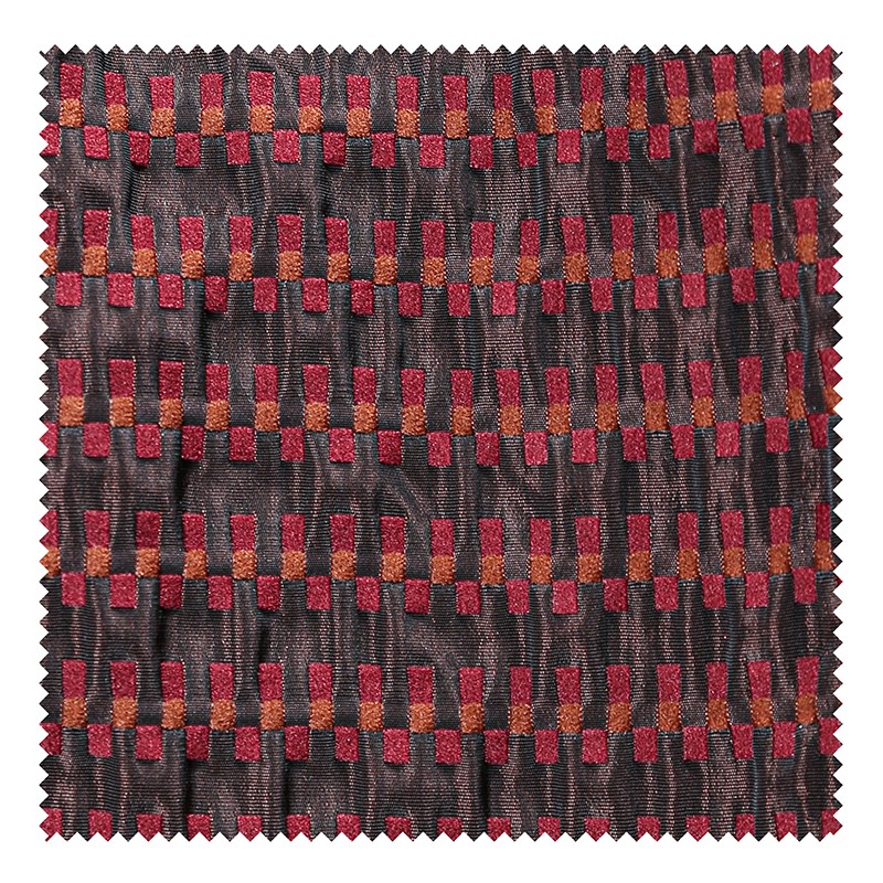 50*137cm Vintage 3D Red & Black Particle Woven Checkered Jacquard Fabric Design,