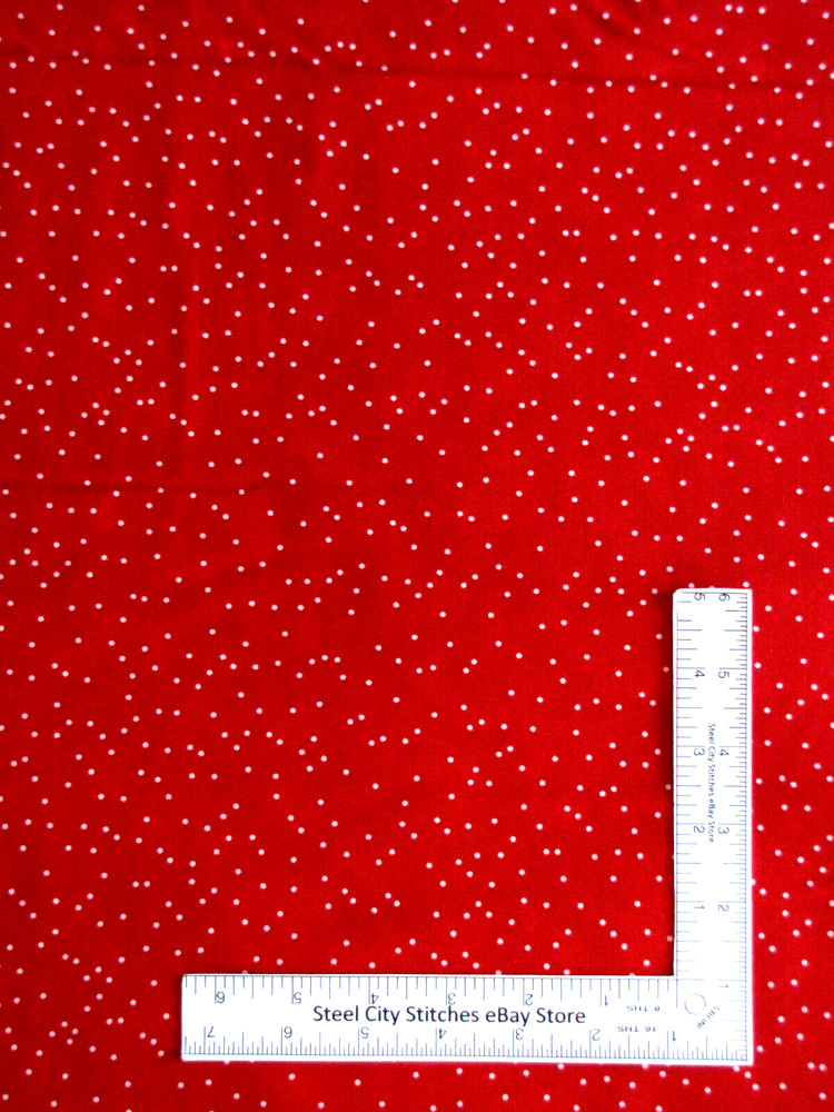 Christmas Fabric Scattered Dot Red Tradition Continues Cotton Henry Glass Yard