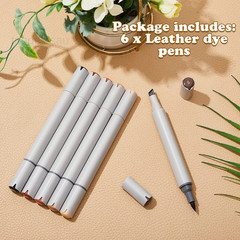 6 Pack Dual Tip Leather Dye Marker Pens 1 Count (Pack of 6), Grey