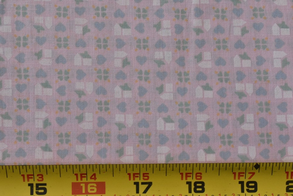 By 1/2 Yd, 44″ Wide, Small Print on Light-Pink Cotton-Blend, M1838