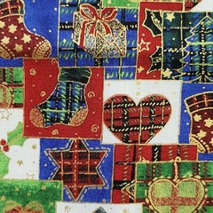 Brother Sister Design Misc Christmas Square Patchwork Fabric Gold Accents 43×36+