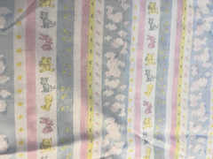 VTG Novelty Baby Animal Puppy Chicks & Bunny Muted Pastel Stripes BTFQ