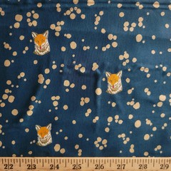 Small Fox Faces on Dark Teal w Beige Spatters – Echino Japanese Cotton Lawn