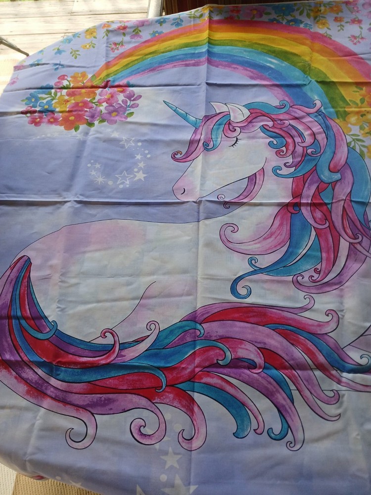 Rainbow Unicorn Cotton Fabric Panel