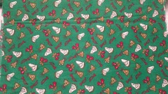 Fabric Timeless Father Christmas Red Bells and Horn Tan Trees 16″ x 34″ $3.95