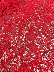 Maggie RED Guipure Venice Heavy Lace Fabric by the Yard – 10019