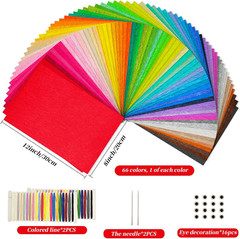 Felt Fabric Sheets,66 Pcs Colors 1.2Mm Thick Soft Felt Sheet (8X12 Inch) for DIY