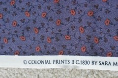 By 1/2 Yd, Orange Calico on Violet Cotton, Blue Hill/Colonial Prints/Morgan,B975