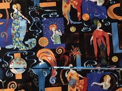 NEW Erte Revisited Woodrow Studio London England Art Deco Cotton Fabric 2.75 yds