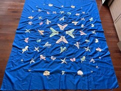 180cm X 150cm Pretty Butterfly embroidered Silk Fabric