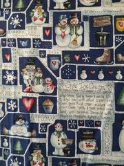 Snow Ice Cream Recipe Snowman Dianna Marcum Marcus Bros BTHY Blue Cotton Fabric