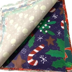 Christmas Holiday Fabric Squares Novelty Classic Prints 9.75″ Sewing Quilting