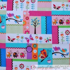 BonEful Fabric FQ Cotton Quilt Rainbow Flower Calico Butterfly Bird Ladybug Girl