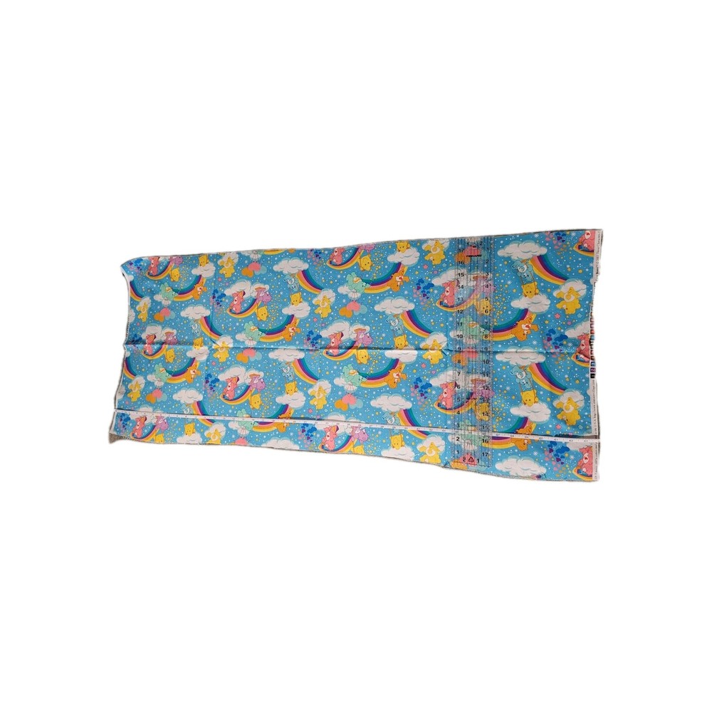 Care Bears On Blue With Clouds & Rainbows vintage 2003 fabric, 18″ X 43″