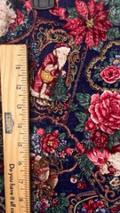 Vtg Cranston VIP Joan Messmore Fabric Christmas Floral Santa Cotton 5 yards