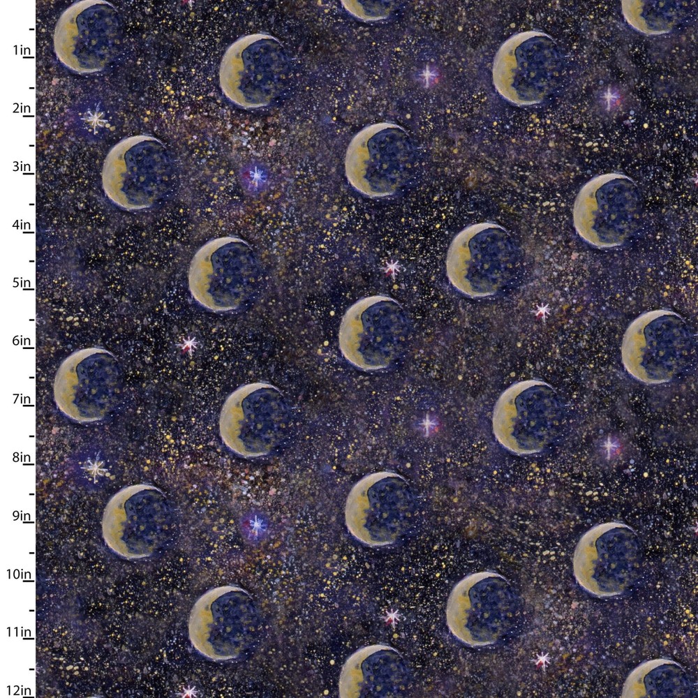 ANGEL OF PEACE BY JOSEPHINE WALL MOON STAR FIELD 3 WISHES COTTON FABRIC 1/2 YD