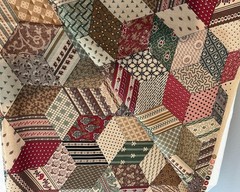 Cheater Quilt Fabric Cotton Autumn Fall Colors 1 1/2 Yards 44” Wide Block Square