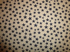 Star Fabric * Scattered Navy Star And Tan Cotton Calico Fabric * Sewing Fabric