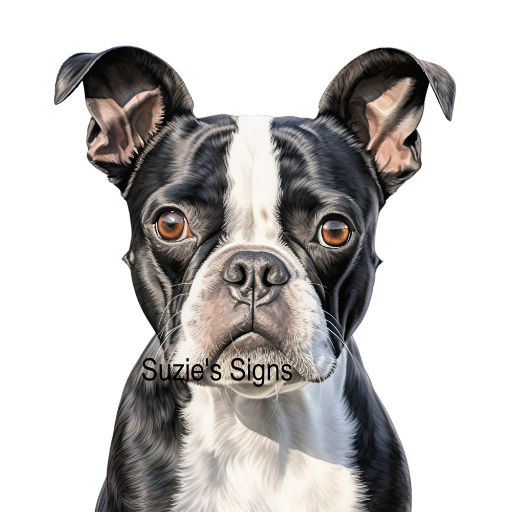 Boston Terrier Dog Watercolor Fabric Block You Choose Size