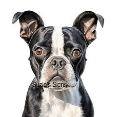 Boston Terrier Dog Watercolor Fabric Block You Choose Size