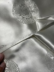 MEI WAH HONG KONG SHOU Medallion Dragon silk brocade damask White fabric 4.1 YDS