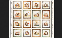 Hedgehog Forest Animal Hedgehugs Fabric 36″ X44″ Panel Cotton by QT (Cream)