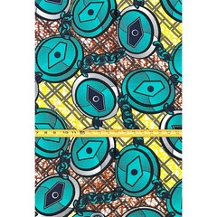 African Fabric/ Ankara – Teal, Brown, Yellow “Chain No Dey Hold Me”, 1 YARD