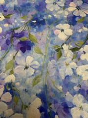 Blue Hydrangea Floral 100% Cotton Fabric By The Yard Quilting Sewing Craft