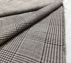 Loro Piana Wool Seersucker Fabric Wool Brown Plaid 3.1m/ 3.4yd Italy Summer