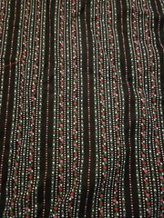 Floral Stripe Remnant Fabric – Black with Pink, Purple & Green Calico Style