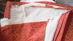 Vintage Single Curtain Coral Red Design use for Upholstery or Make Pillows L5832