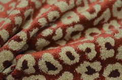 Zavir Cinnabar Taupe and Ruby Cut Velvet Cheetah Spots Regal Upholstery Fabric