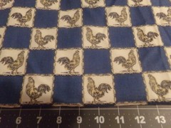 1 YD X 54″ COQ DOODLE-DO ROOSTERS SQUARES AUTHENTIC WAVERLY FABRIC #4669