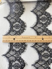2 Pieces Black Eyelash French Lace Trim for Sewing/Crafts/Lingerie/2.75″ Wide