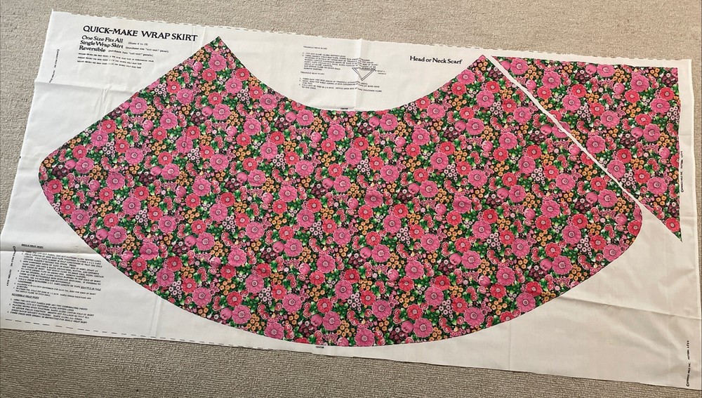 Vintage Wrap Skirt Fabric Panel Scarf Floral Quick Make OSFA Spring Mills 6504