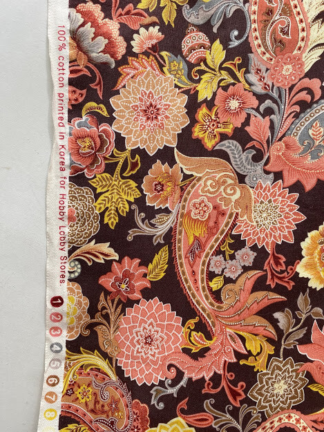 Paisley floral Printed 100% Cotton Quilting brown pink plum Fabric by the Yard